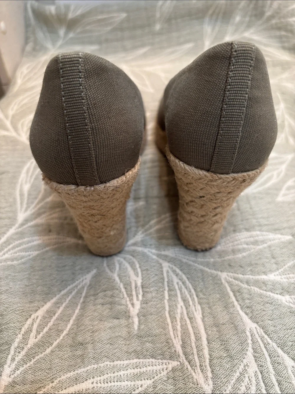 J. Crew Canvas Espadrille Wedges Sage Green- Lightly Used
